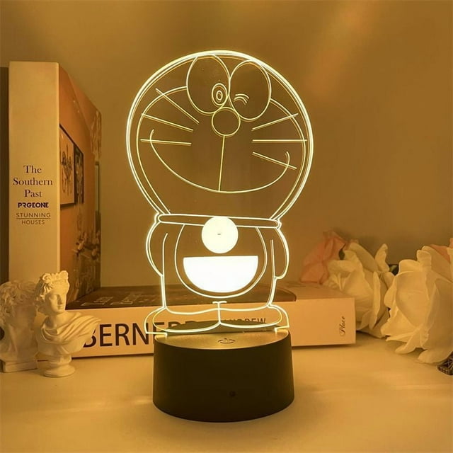 Luz nocturna Doraemons LED 3D que cambia de color para niños