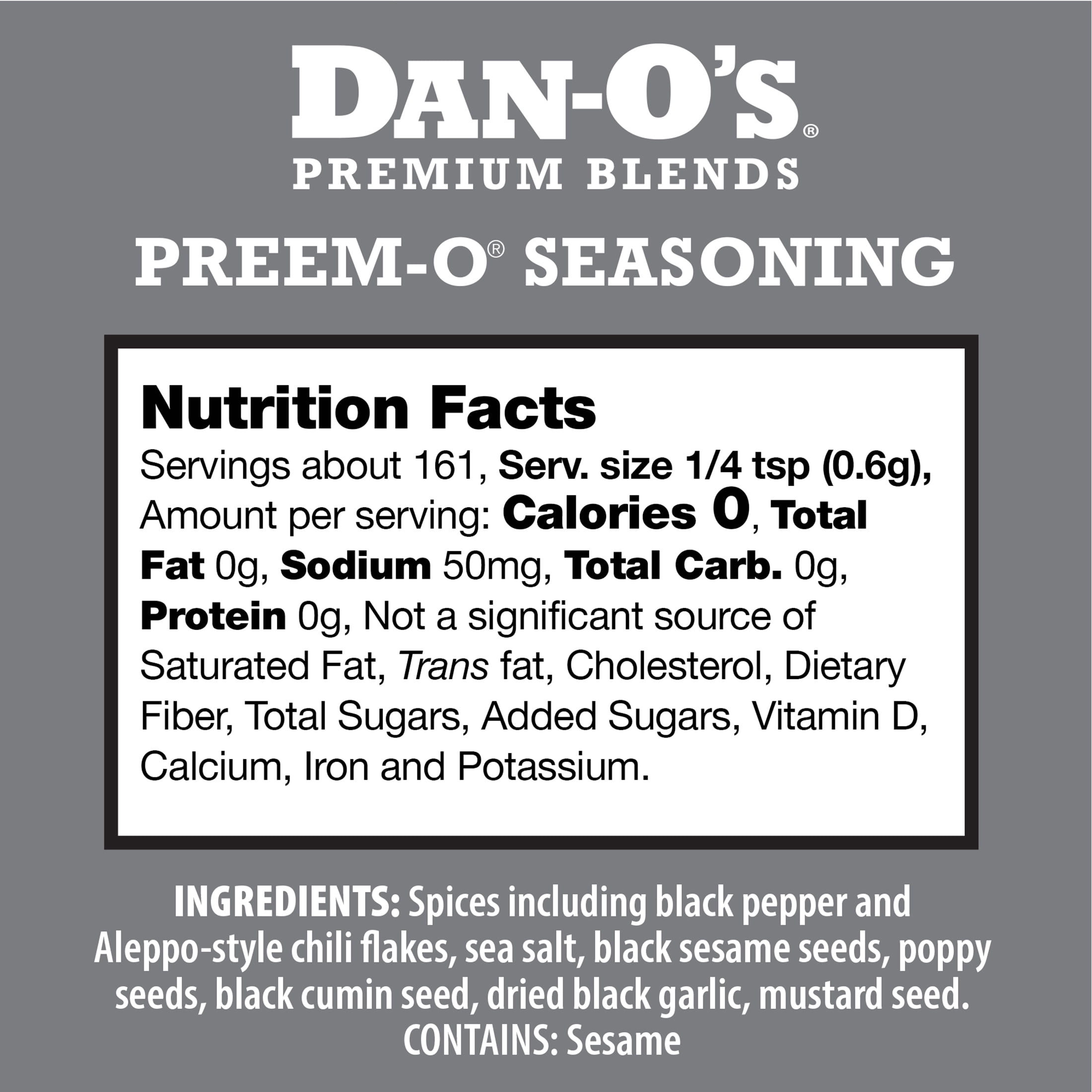 Dan-O's® Preem-O® Seasoning - All-Purpose Steak & Meat Seasoning - Great for cooking & grilling anything - Small bottle (3.4 oz)