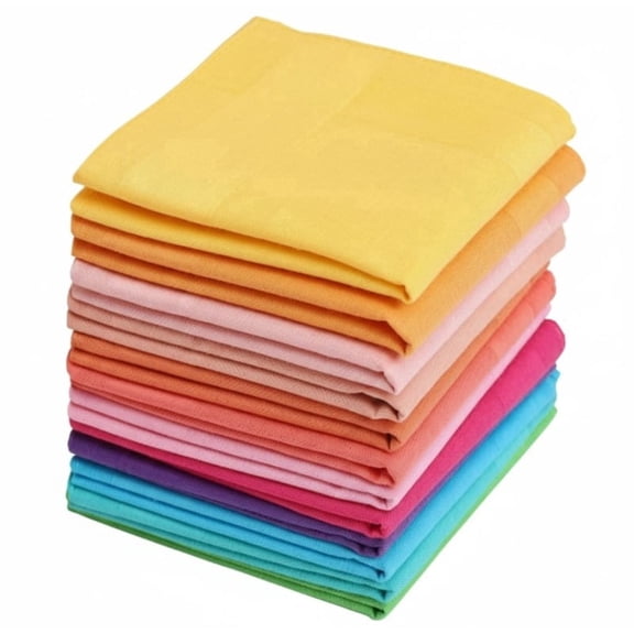 18"x18" Rainbow Color Cotton Fabric Handkerchiefs (12-Pack) - Medium Sweat Towels for Quilting & Daily Use, Ideal for Husband & Dad