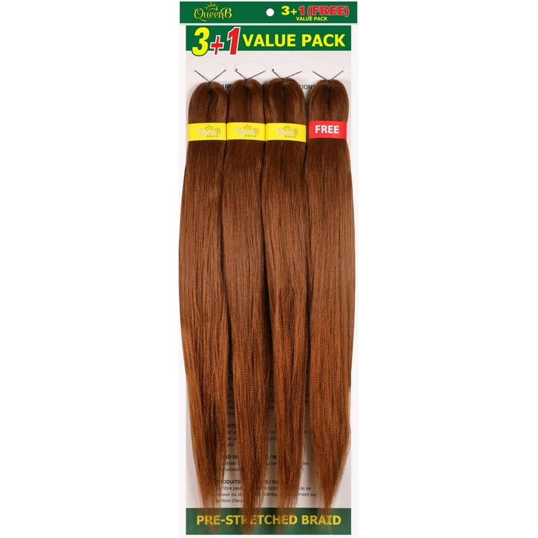 QueenB 4X Value Pack Pre-Stretched Braiding Hair 50” – Color #30