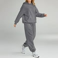 thumbnail image 6 of Nokdvo Outfit Sets for Women Plus Size Long Sleeve Casual Hoodie Sweatsuit Ribbed Tracksuit with Pockets,Dark Gray L, 6 of 6