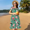 thumbnail image 4 of Disketp Tropical Flamingo para Vestido de Manga Corta para Mujeres, Vestidos de Verano para Mujeres, Casual y Holgado para la Playa, 4 of 6