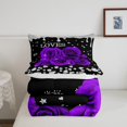 thumbnail image 6 of Erosebridal Rose Flower Gifts For Women Purple Black Rose Print Comforter Set Queen Size Glitter Diamond Rose Bedding Set Adult Lovers Valentine'S Day Wedding Romantic Aesthetics Room Decor, 6 of 6
