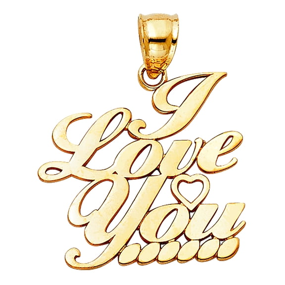 14k Yellow Gold I Love You Heart Pendant Necklace 20x19mm Pendant for Women - 1.6 Grams