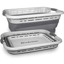 Brookstone Slim Collapsible Laundry Basket, Space Saving & Foldable, Gray