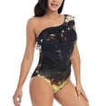 thumbnail image 3 of Sikiie Sleeping Dragon In Forest Print Women One Piece Swimsuits Tummy Control One Shoulder Bathing Suits Ruffle Swimwear, From S to XXL-XX-Large, 3 of 6