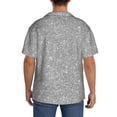 thumbnail image 5 of KLL GlitterSilver Print Men's Shirt Short Sleeve Button Down Summer Cuba Beach Shirts- 3X-Large, 5 of 7