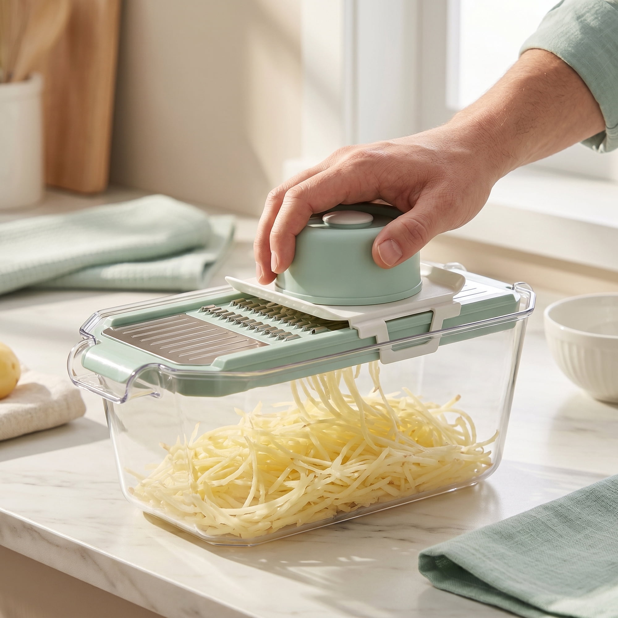 Unique Bargains All-in-One Kitchen Slicer and Chopper for Cooking 3 in 1(E) 13.4x8.1in