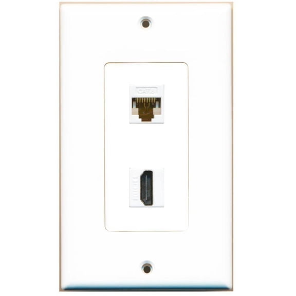 Ultra Spec Cables - 1 Gang HDMI Cat6 Ethernet Coupler Port Wall Plate Hide Cables
