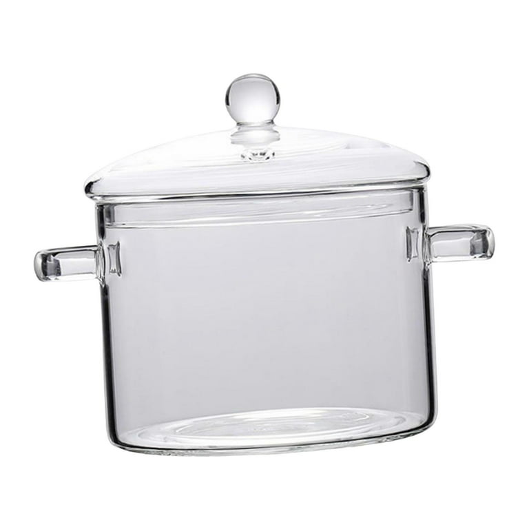 XlavMman Big Clear Glass Pot, 3.5 Quart Glass Cooking Pot for Stove Top,  Heat Resistant Glass Boiling Pot with Handles, Clear Pots and Pans Set,  Glass