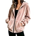thumbnail image 2 of Bexdxz Zip Up Hoodie Women Velvet Elegant Oversized Long Sleeve Hooded Sweatshirt | Womens Hoodies Pullover 2026 Velvet Oversized Loose Fit Full Zip Hooded Pink L, 2 of 6