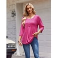 thumbnail image 6 of Zeagoo 3/4 Length Sleeve Tops Women Round Neck Button Design Tunic Blouse Printed Casual Basic Tees Daily Wear, 6 of 8