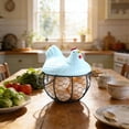 thumbnail image 6 of Farmhouse Egg Basket with Ceramic Lid, Black Wire Egg Holder for Fresh Eggs, Decorative Chicken Design Egg Storage Container, Kitchen Countertop Organizer Case for Eggs, 6 of 6