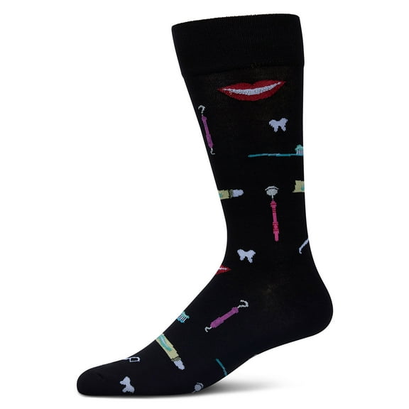 MeMoi Men's Dentist Rayon From Bamboo Crew Socks - Mens - Male, 10-13, Black