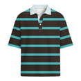 thumbnail image 5 of Dresfit Men's Polo Shirts Short Sleeve Striped Golf Shirts Summer 2026 Relaxed Fit Waffle Knit Tops Big and Tall Loose Lapel Business T Shirts S, 5 of 6