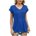 thumbnail image 2 of Cavosen Womens Tops Casual Short Sleeve Summer Dolman Sleeve Dressy Tees Pullover Tunic V Neck Loose Blouse Solid Fashion Shirts Beach Resort Comfy Vacation T Shirts Blue 2XL, 2 of 8