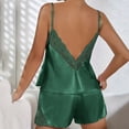 thumbnail image 7 of Bxsruta Women's Satin Cami Pajama Set V Neck Lace Trim Camisole Top Adjustable Spaghetti Straps Shorts Soft Breathable Comfortable Sleepwear Loungewear for Home Vacation Daily Wear, 7 of 7