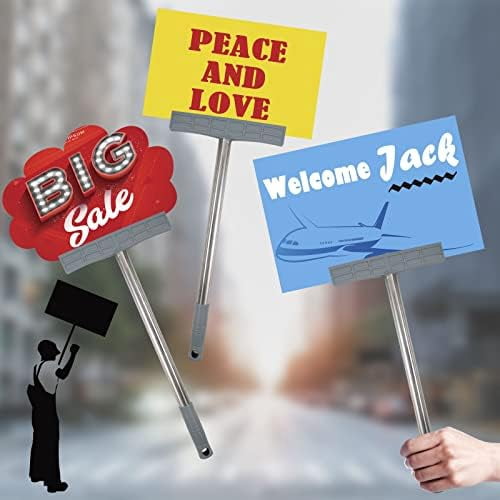 2pcs Handheld Sign Holder Stainless Steel Billboard Airport Pick-Up Sign Sports Meetings Exhibition Welcome Sign Leader Tour Guide Sign High Placards Parade Signboard, No Signboard