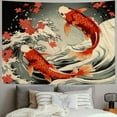 thumbnail image 2 of Shiartex Anime Japanese Yin Yang Koi Fish Wall Art Tapestries, Retro Asian Kanagawa Wave Cherry Blossom Sun Sunrise Sunset Floral Tapestry Wall Haning for Bedroom Dorm Home Decor 40x30inch, 2 of 6
