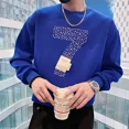 thumbnail image 3 of Sudadera blanca sin capucha para hombre, cuello redondo, ropa gráfica para hombre, jersey de cuello redondo, novedad de otoño y estilo coreano, cálida talla S, 3 of 4