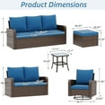 thumbnail image 3 of Homrest Outdoor Patio Couch Sofa, All-Weather PE Wicker 3 Seater Couch, Outdoor Seating Patio Furniture Sofa with Cushions, Modern Garden Furniture for Deck, Balcony, Porch(Navy), 3 of 7