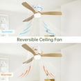 thumbnail image 6 of Full Size Pedestal Fan, 52 Inch Wooden Ceiling Fan With 18W Led Light 3 Solid Wood Blades Remote Control Reversible DC Motor For Home, White Tower Fan,Metal & Wood Desk Fan, 6 of 9