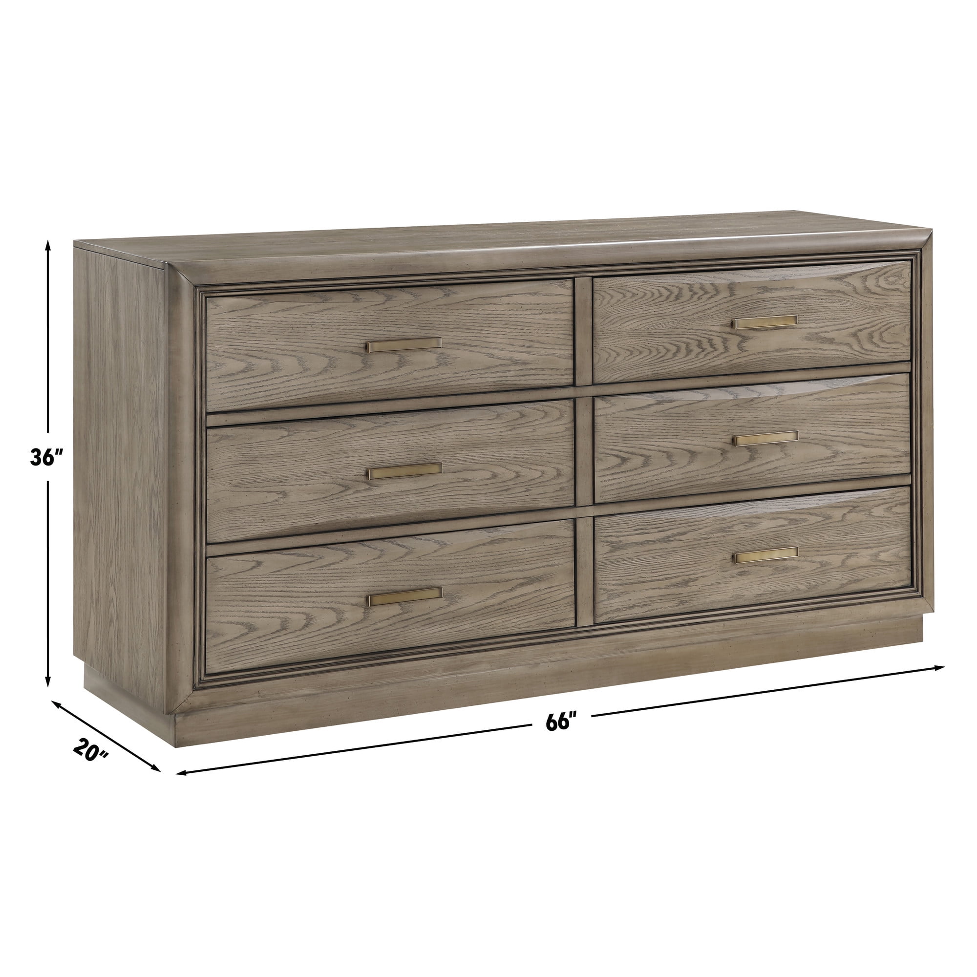 Steve Silver Sonoma Modern Horizontal Dresser with 6 Drawers, Cocoa Gray