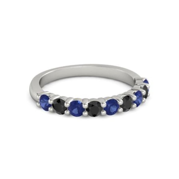 0.45ct Round Cut Blue Sapphire Spinel Eternity Band Ring 925 Sterling Silver New Year Gift Jewelry Size:- 4