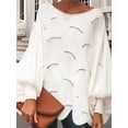 thumbnail image 4 of Chandail Grande Taille pour Femmes Col Rond Décontracté Chandail Ample Style Confortable Blanc 5TG, 4 of 7