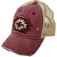thumbnail image 3 of C.C Ponytail Messy Buns Trucker Ponycaps Plain Baseball Visor Cap Dad Hat (Distressed Aztec Patch Burgundy), 3 of 3