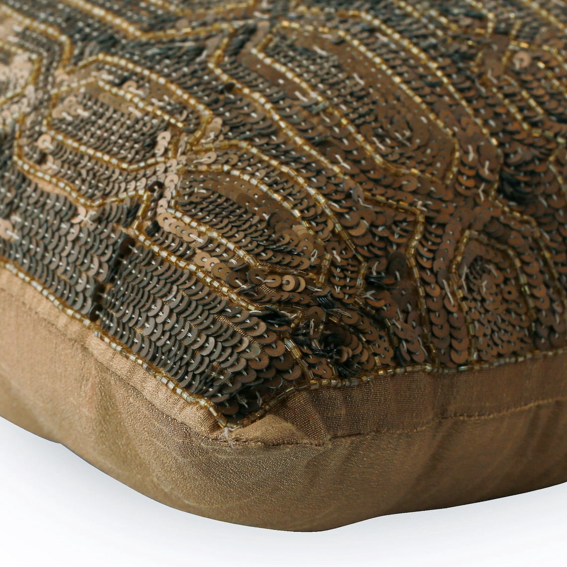 Gold Decorative Pillow Cover, Sequins Lattice Trellis Antique Glitter Pillow Cover, 20x20 inch (50x50 cm) Pillow Cover, Geometric Modern Pillow Cover, Square - Gold Old Times