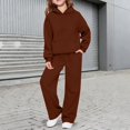 thumbnail image 2 of Girls Boys Sweatsuit 2 Piece Outfits Hooded Sweatshirt and Sweatpants Fleece Lined Tracksui𝘁 Plain Athletic Jogger Sets Warm, 2 of 5