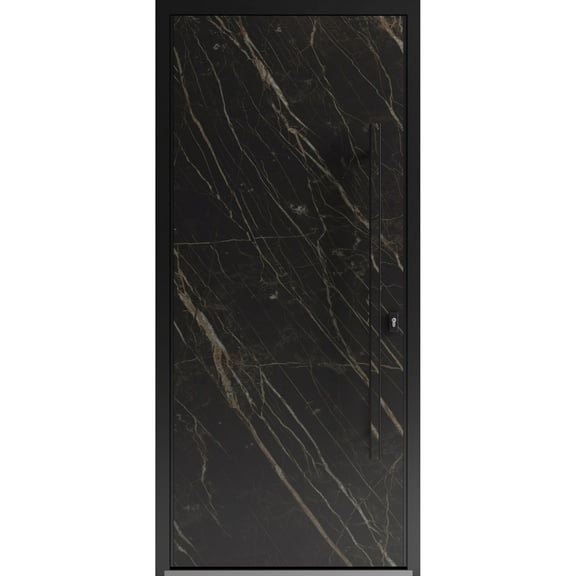 Front Exterior Prehung Steel Door / Dekton 0118 Natural Noir / Entry Metal Modern Painted W36x80 Left-hand