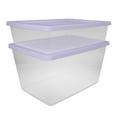 thumbnail image 5 of Sterilite, 28 Quart Clear Storage Bin, Snap-on Lid Storage Container, with Purple Lid, Set of 2, 5 of 6