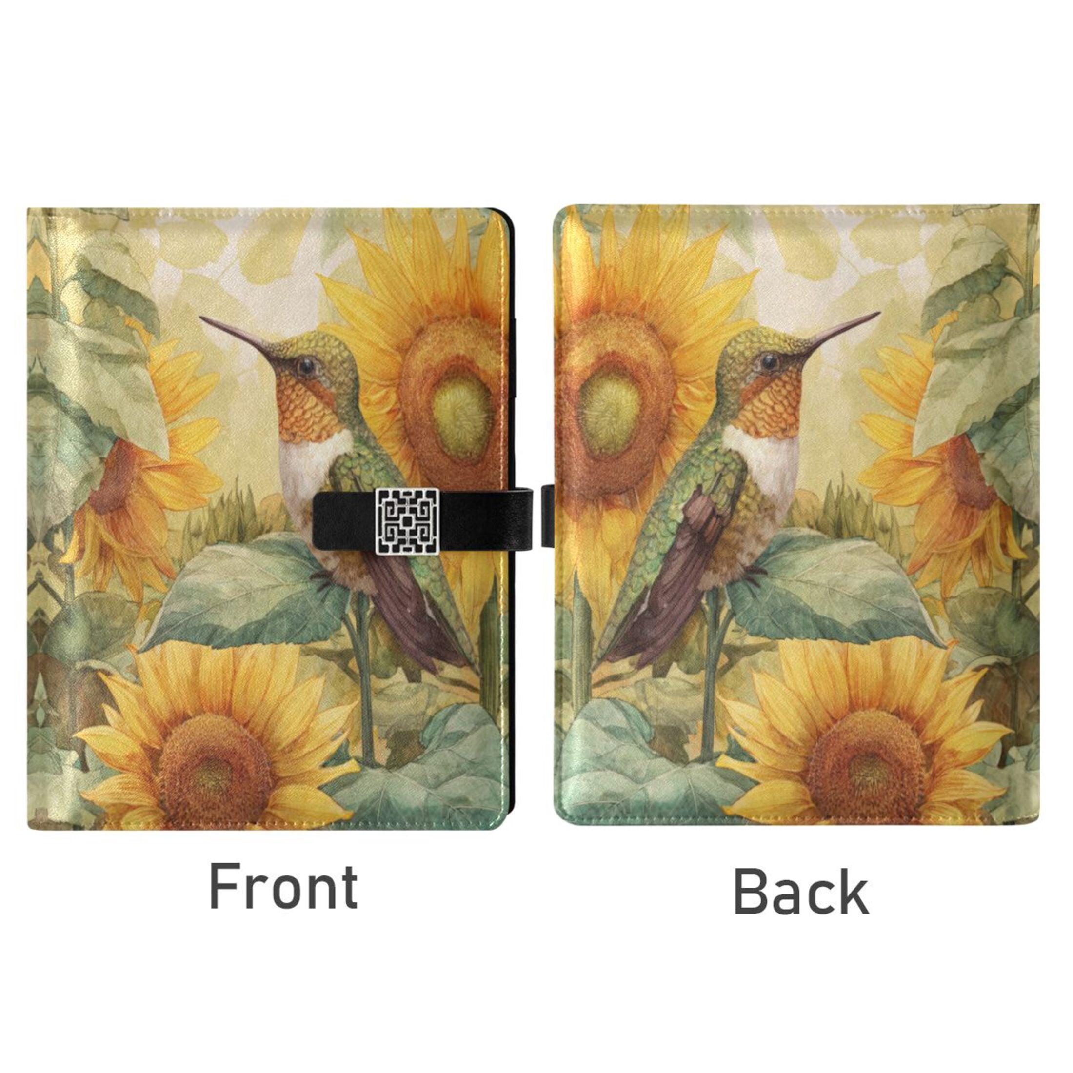 Leather Planner Leather Notebook Notebook Journal Binder Design Pen Pocket Design Convenient for Storage Hummingbird Sunflower