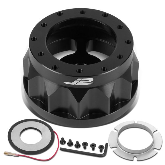 J2 Engineering J2-HUB-OH124-BK J2 For 1992 to 2001 Honda Civic Del Sol Acura Integra 2" Black Billet Aluminum Gear Steering Wheel 6-Bolt Hub Adapter 93 94 95