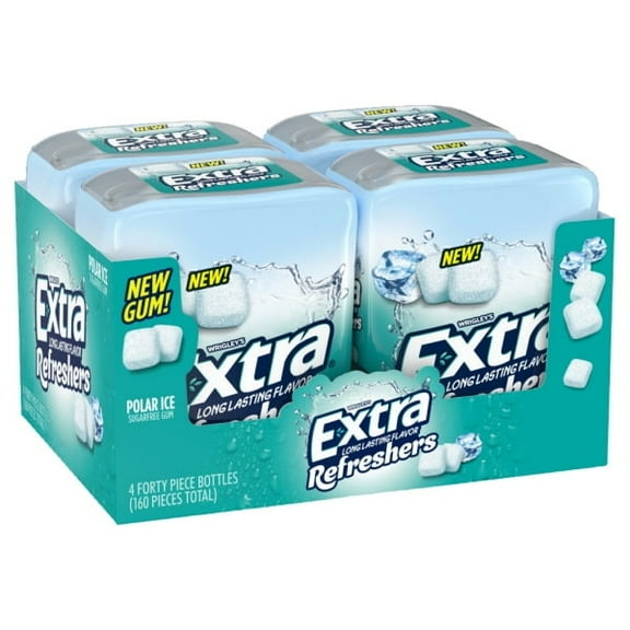 Extra Refreshers, Polar Ice Chewing Gum, 40 Count,Pack of 4