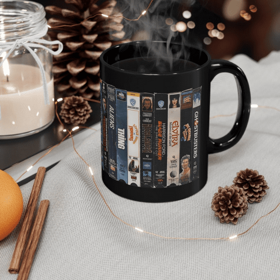 Awesome 80s VHS Movie Retro Vintage Black Ceramic Coffee Mug