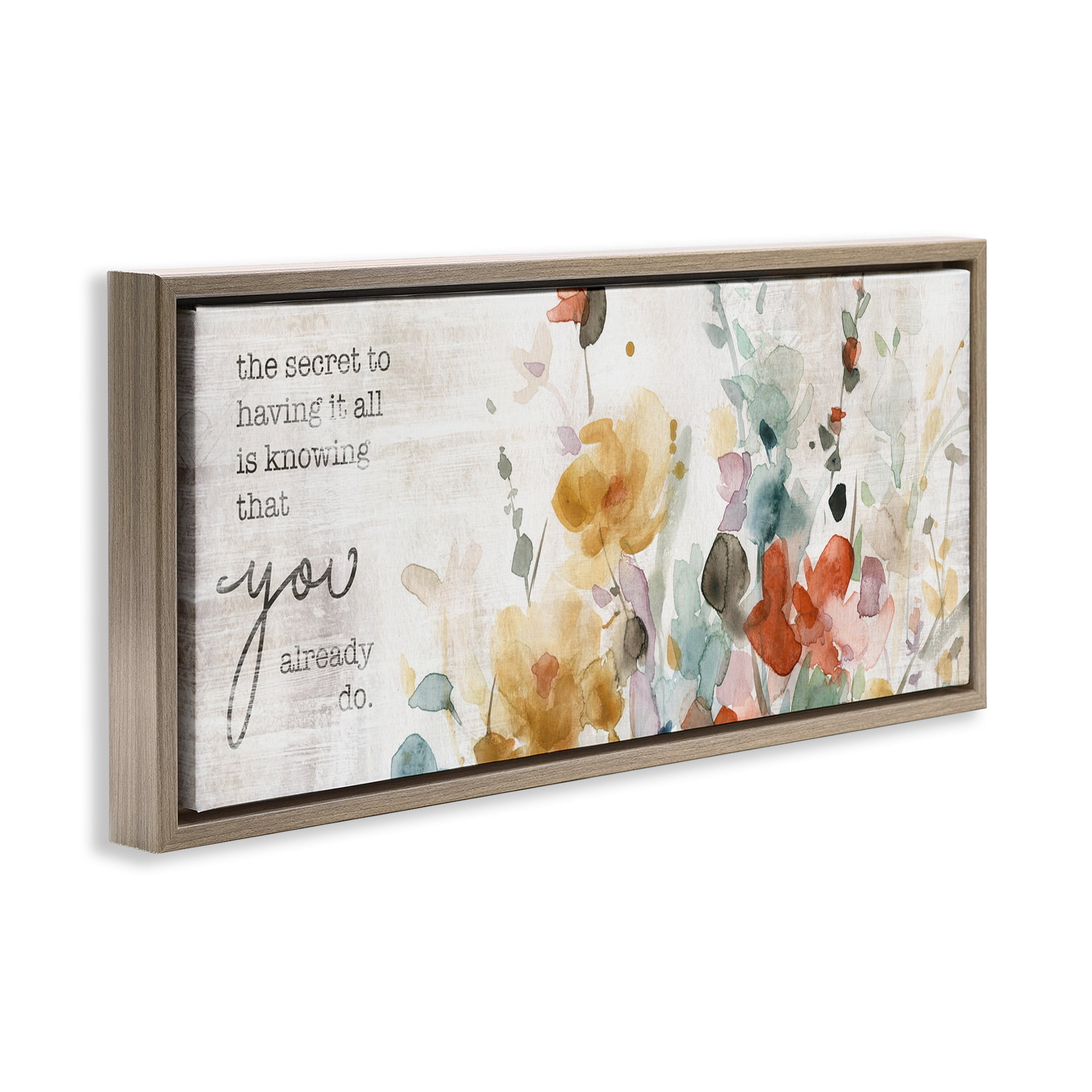 Stupell Industries Knowing You Have It Motivational Inspirational Painting Brown Floater Framed Canvas Art Print Wall Art, 31 x 14