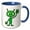 Blue/White, variant on 3drose, Funny Cute Green Martian Alien Waving Cartoon, 15oz Mug