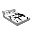 thumbnail image 2 of Ambesonne Animal Fitted Sheet & Pillow Sham Set, Running Horse Silhouette, Queen, Black and White, 2 of 2