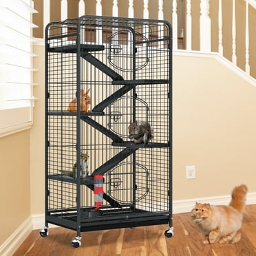 Dextrus 52-inch Metal Pet Cage with Mobile Stand for Indoor and Outdoor Use, Suitable for Squirrel, Guinea Pig, Bunny, Feline, and Rabbit