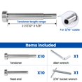 thumbnail image 3 of [Patente] Muzata Paquete De 20 Kit De Barandilla De Cable Invisible De 3/16" Hardware Receptor Invisible Swage Stud End Para 2""X2"" 4""X4"" Poste De Metal De Madera T316 Sistema De Barandilla De Cabl, 3 of 5
