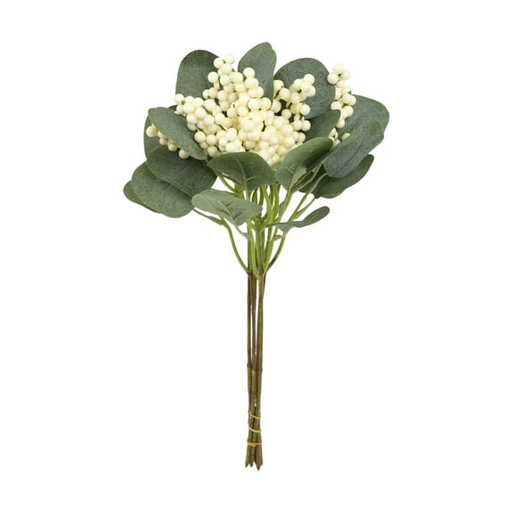 6 Pack Fall Floral Picks, 14" Autumn Berry Picks, Artificial Fall Flower for Harvest Halloween Thanksgiving Christmas Diy Home Table Decor,White