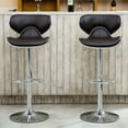 thumbnail image 2 of LUCKHAO Modern Upholstery Airlift Adjustable Swivel Barstool with Chrome Base, Set of 2, 2 of 6