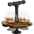 thumbnail image 6 of MyGift Industrial Pipe and Rustic Brown Wood Whiskey Flight Set with 4 Glasses, 6 of 7