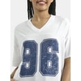 thumbnail image 2 of No Boundaries Oversized V Neck Graphic Tee with Short Sleeves, Women's, 2 of 5