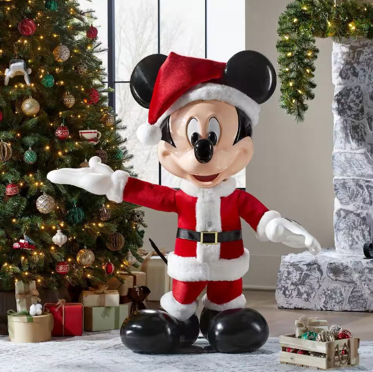 4 Disney Minnie Mickey Mouse Christmas Low Ball Whiskey Glasses Holiday  Santa