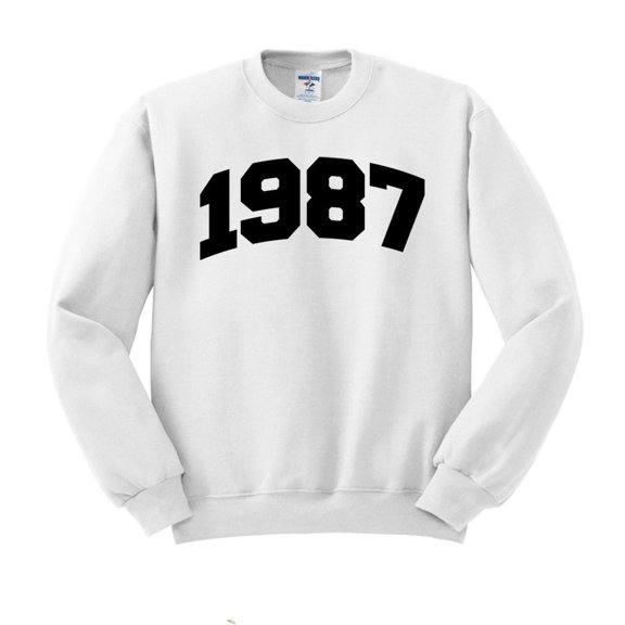 1987 College Style Sweatshirt Unisex Large White