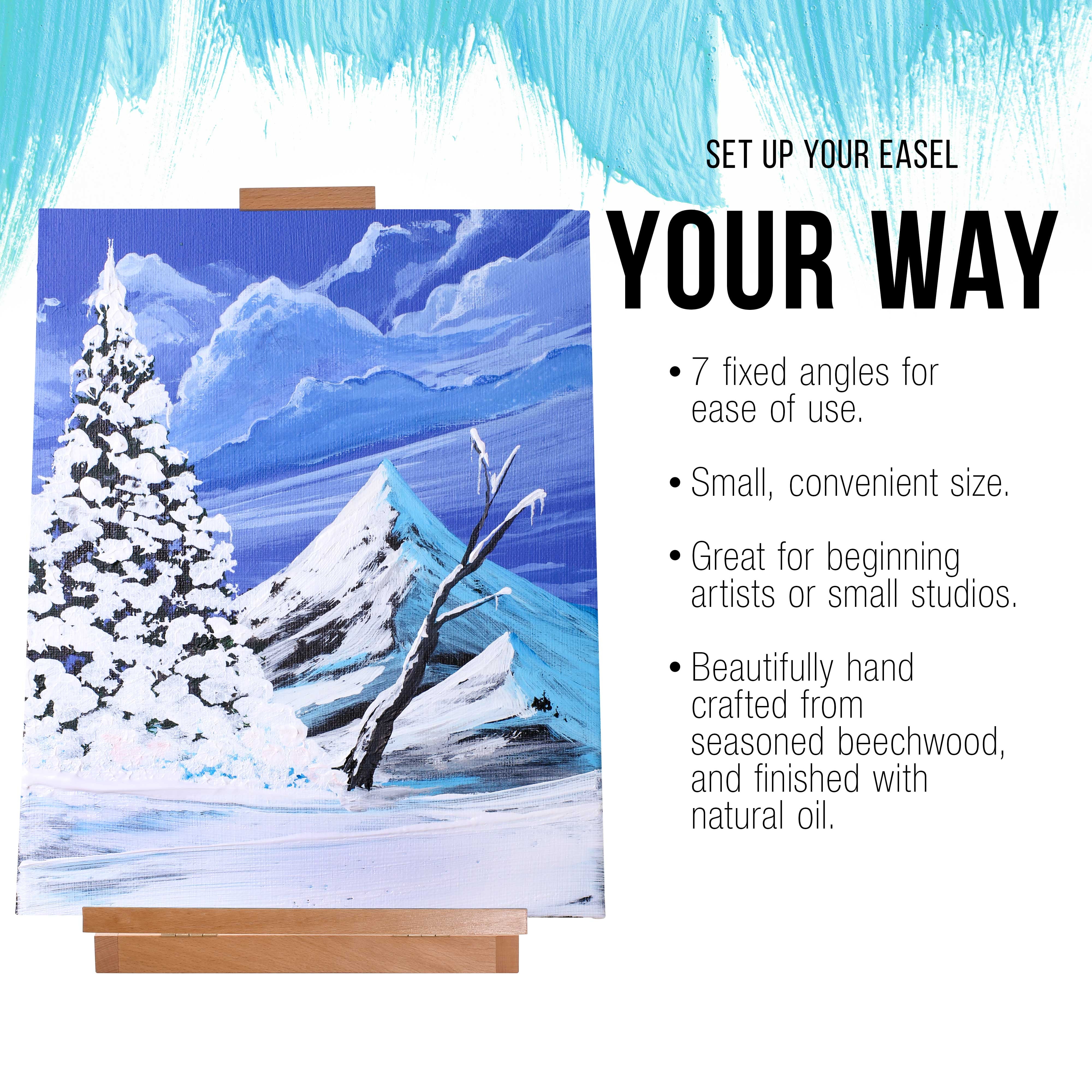 U.S. Art Supply Venice Heavy Duty Tabletop Wooden H-Frame Studio Easel - Artists Adjustable Beechwood, Holds 23" Canvas